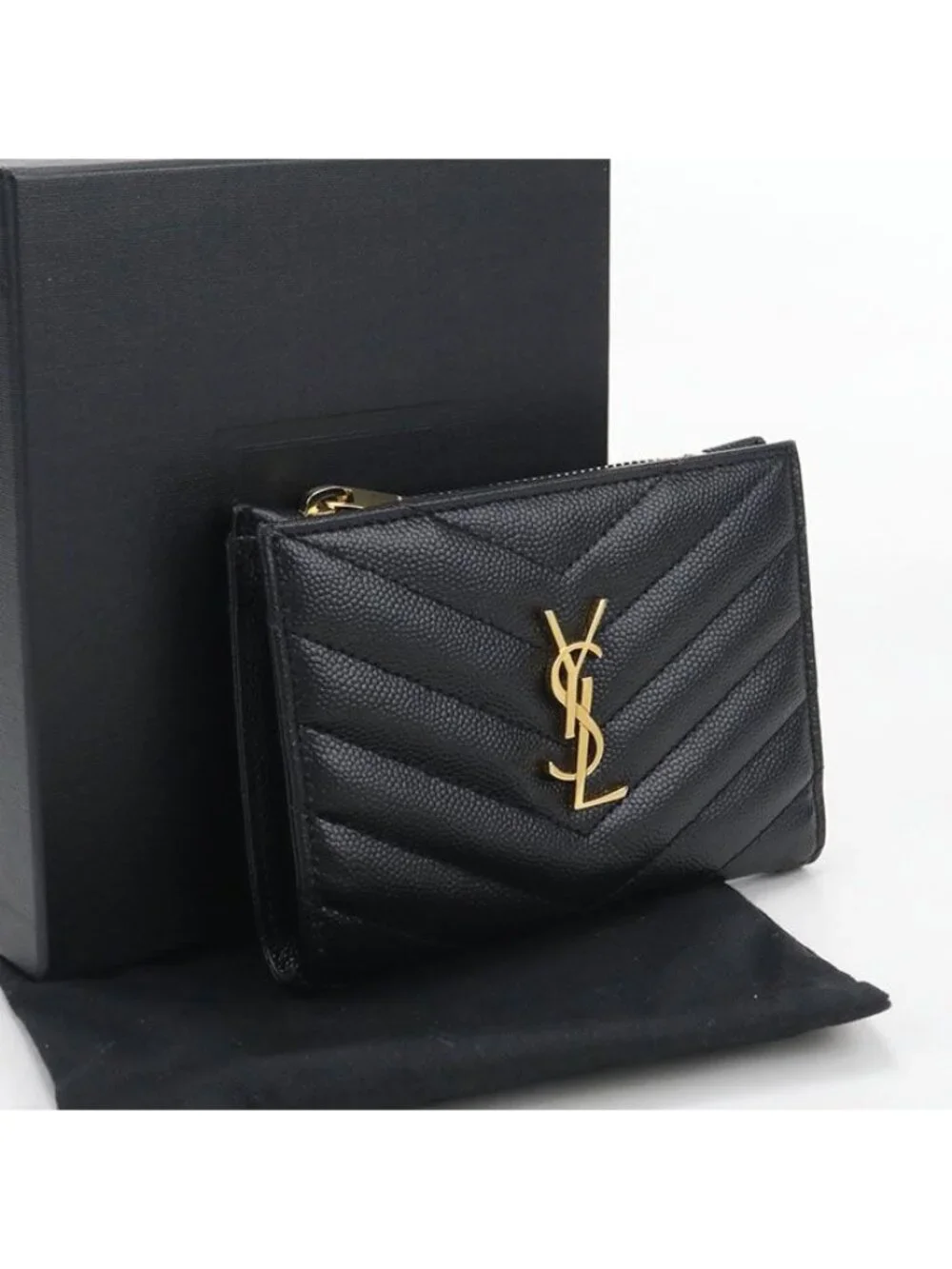 Saint Laurent Zip Wallet Monogram Bifold Calfskin